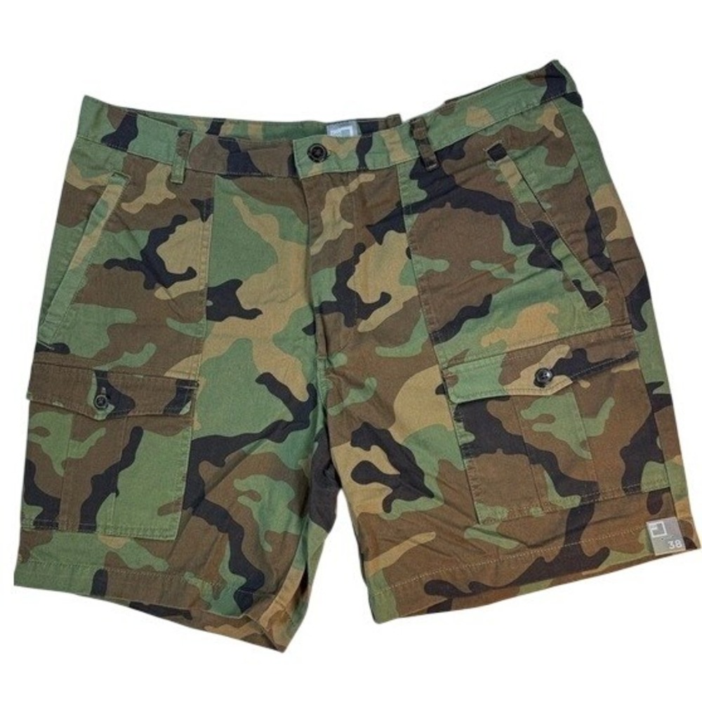 VTG Y2K JCP Woodland Camo Men's Cargo Shorts Green Brown 100% Cotton Size 38 NWT